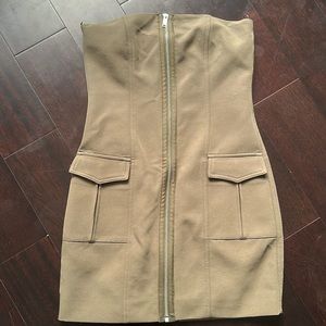 NWT Zara zip front strapless mini dress